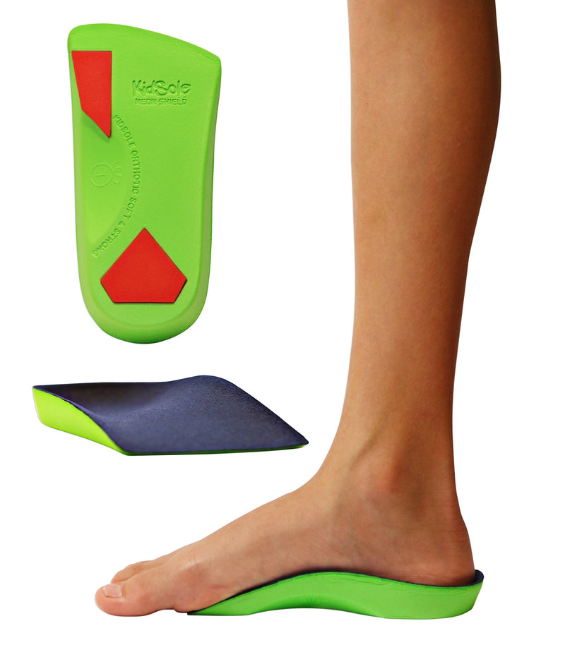 [Australia] - KidSole 3/4 Length Neon Shield Arch Support Insole for kids with foot pronation, flat feet, or any other undiagnosed arch support issues (Big Kids Size US 4-7.5) Big Kids Size US 4-7.5 