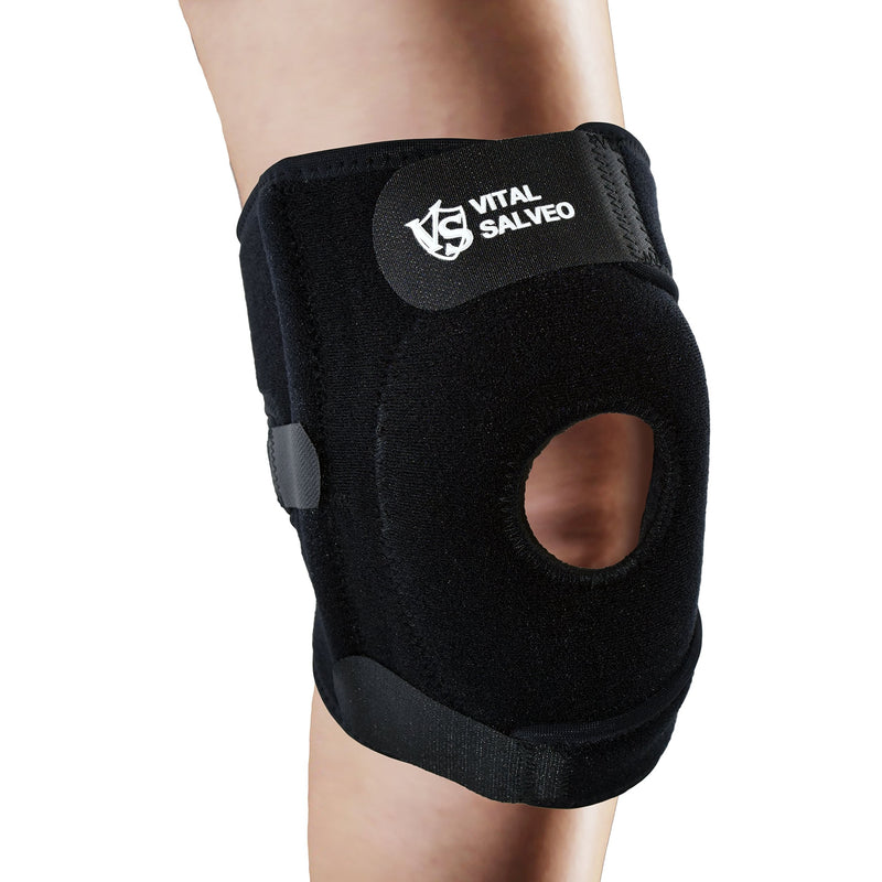 [Australia] - Vital Salveo- Germanium 7.5" Adjustable Open Patella Knee Brace/Support for Joint Pain, Arthritis, Injury Recovery with Side Stabilizers(PRESSURE PAD) Regular Fit 