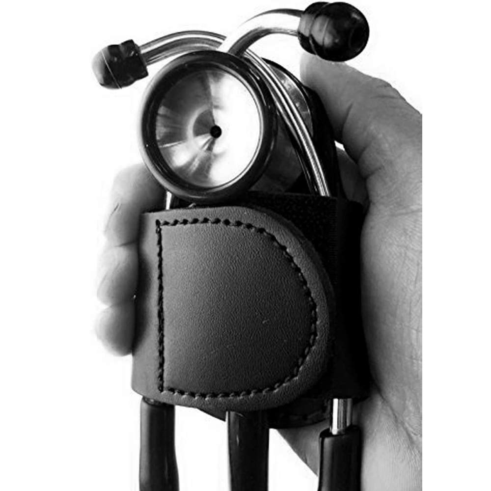 [Australia] - 100% -Genuine Leather Stethoscope Case for Women Men - Cyber Monday Stethoscope Holder Clip, Medical Nursing Accessories Steth Holster Cover Kit for Pediatric Nurse Cardiology Doctor Black 