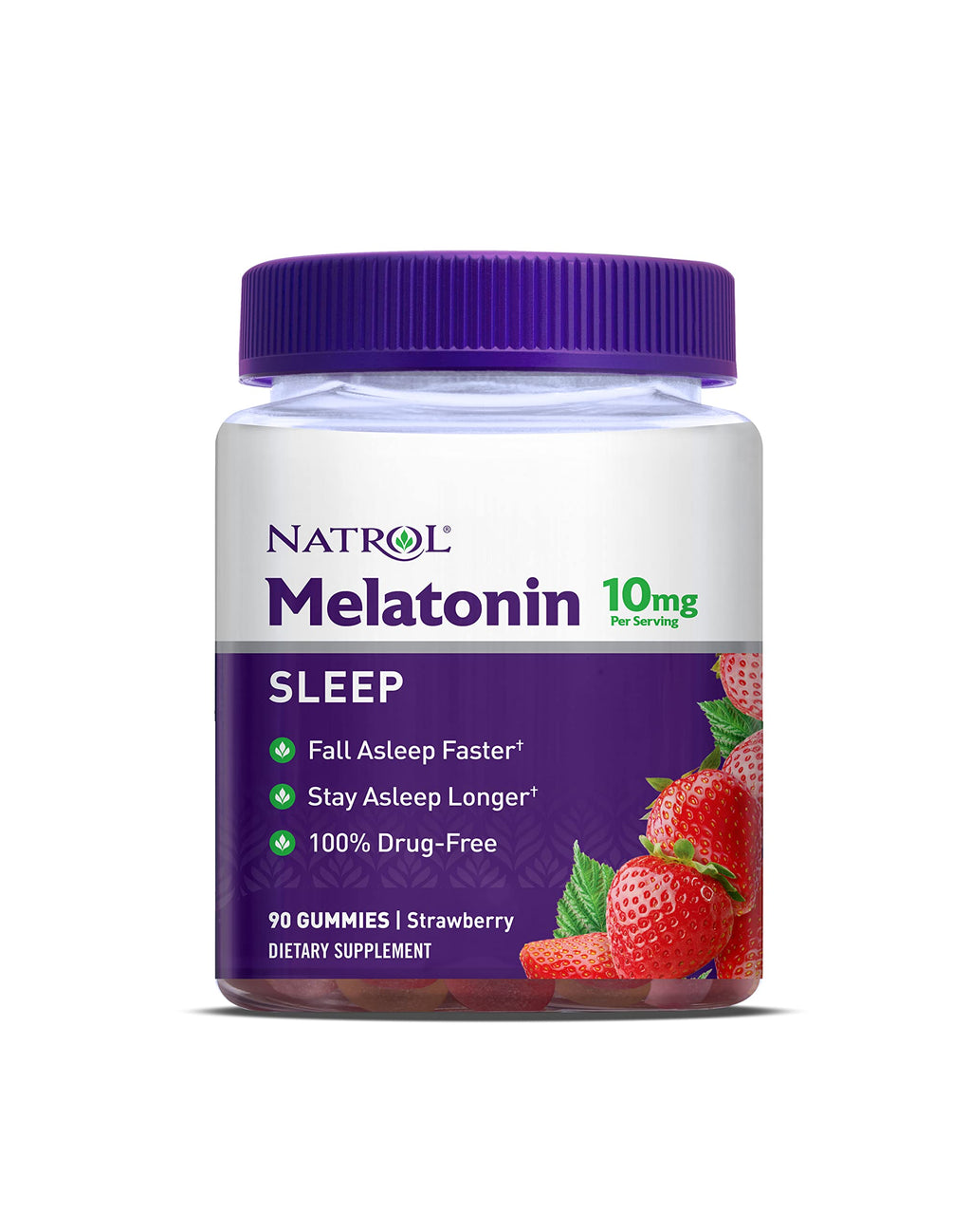 [Australia] - Natrol Melatonin Sleep Aid Gummy, Fall Asleep Faster, Stay Asleep Longer, 2 Gummies per Serving, 100% Drug and Gelatin Free, Non-GMO, 10mg, 90 Count 