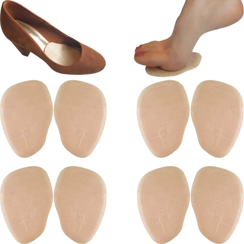 [Australia] - Chiroplax High Heel Cushion Inserts Pads (4 Pairs) Suede Ball of Foot Forefoot Metatarsal Anti Slip Shoe Insoles for Women Normal Thickness Beige 