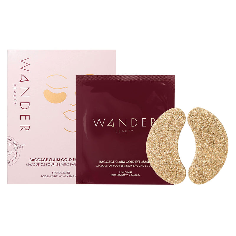 [Australia] - Gold Under Eye Patches | WANDER BEAUTY BAGGAGE CLAIM | Under Eye Mask, Brightens Dark Circles, Hyaluronic Acid Eye Mask - Puffy Under Eye Bags, Fine Lines, Wrinkles, Dullness, Hydrates, Moisturize (1 Pack Contains 6 Pairs of Gold) 1 Pack 