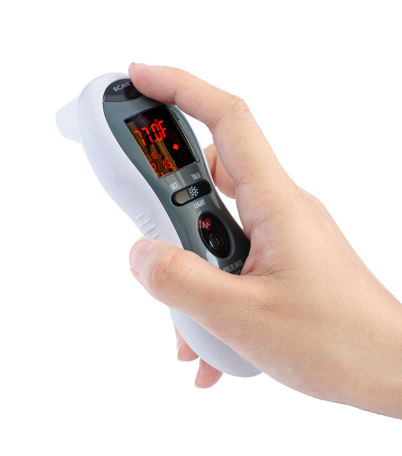 [Australia] - MOBI - Ultra Pulse Digital Thermometer - Ear & Forehead Indicator Pulse Rate Monitor Flashlight - Talking Digital Fever Monitor for Baby Kids & Adult 