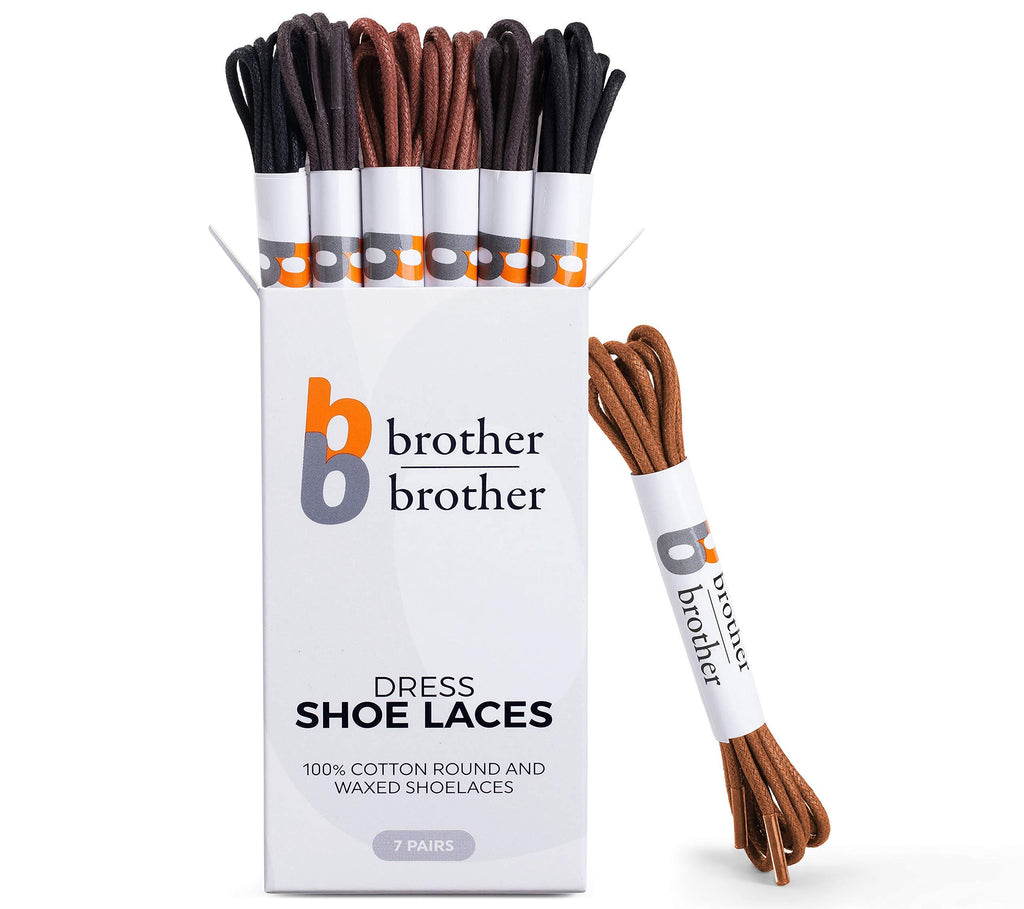 [Australia] - BB BROTHER BROTHER (7 Pairs) Colored Oxford Dress Shoe Laces | Shoe Strings 30’’ (76 cm) Black, Brown, Dark Brown, Tan 