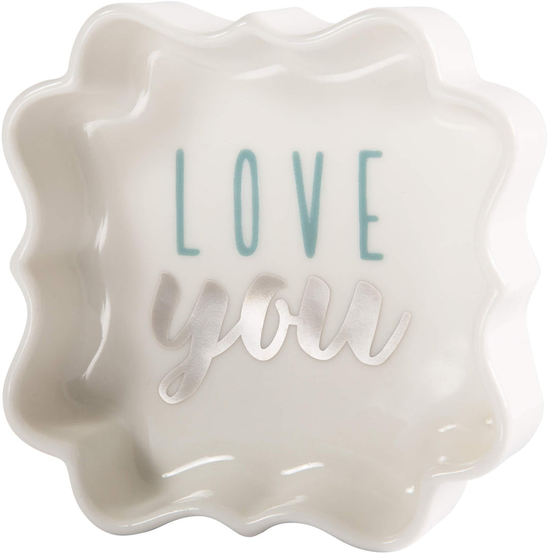 [Australia] - Pavilion - Love You - Teal & Silver - 3 Inch Mini Jewelry Dish with Gift Box 