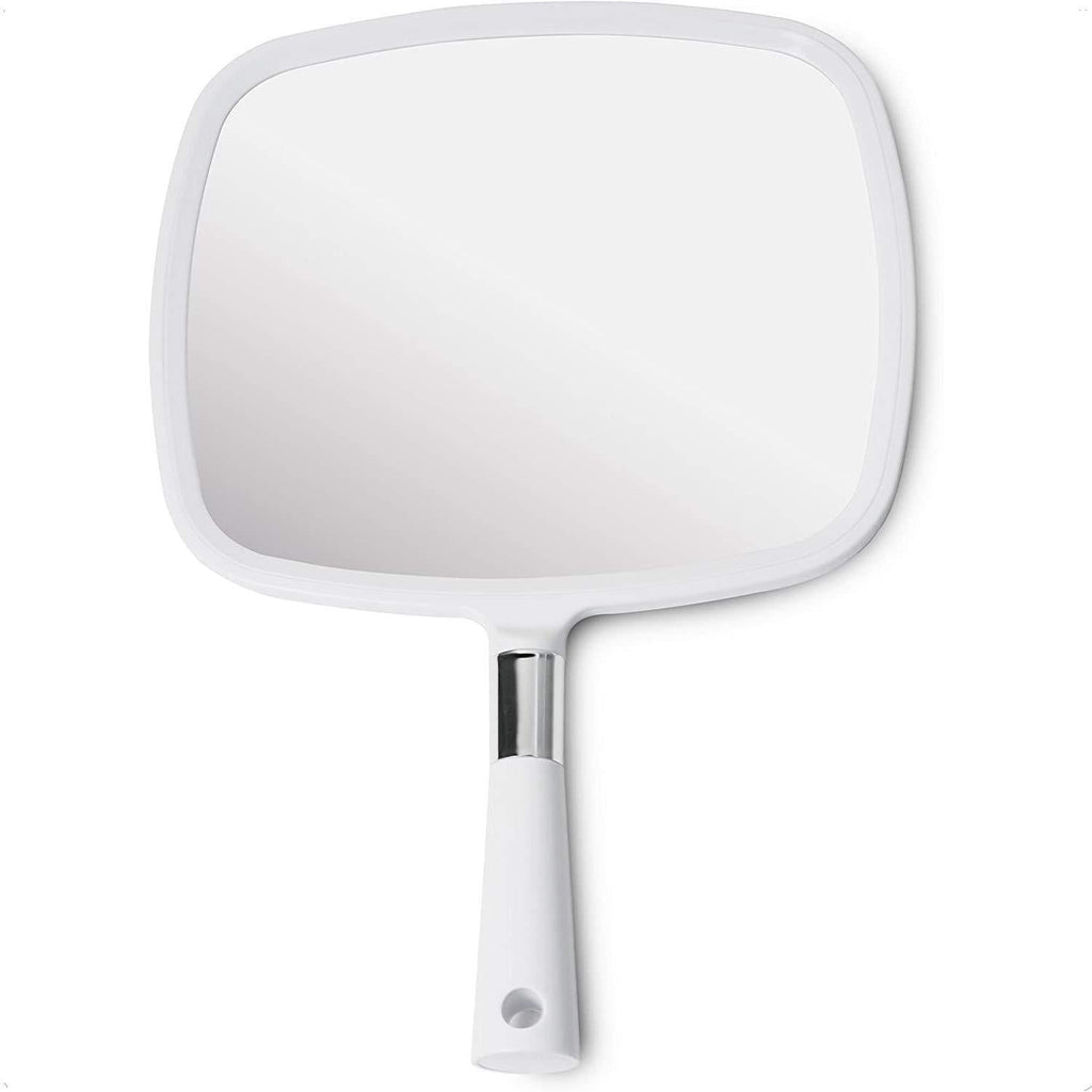 [Australia] - Mirrorvana Large & Comfy Hand Held Mirror with Handle - Professional Salon Model in White (1-Pack) 1-Pack 