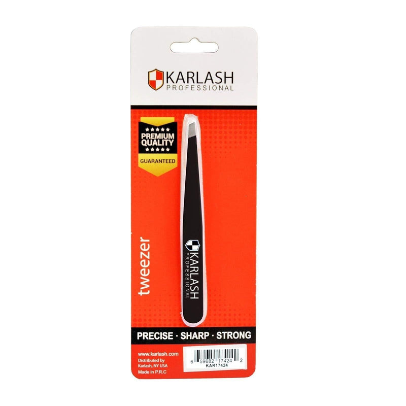 [Australia] - Karlash Slant Tweezers Professional Stainless Steel Slant Tip Tweezer Premium Precision Eyebrow (Black) Black 