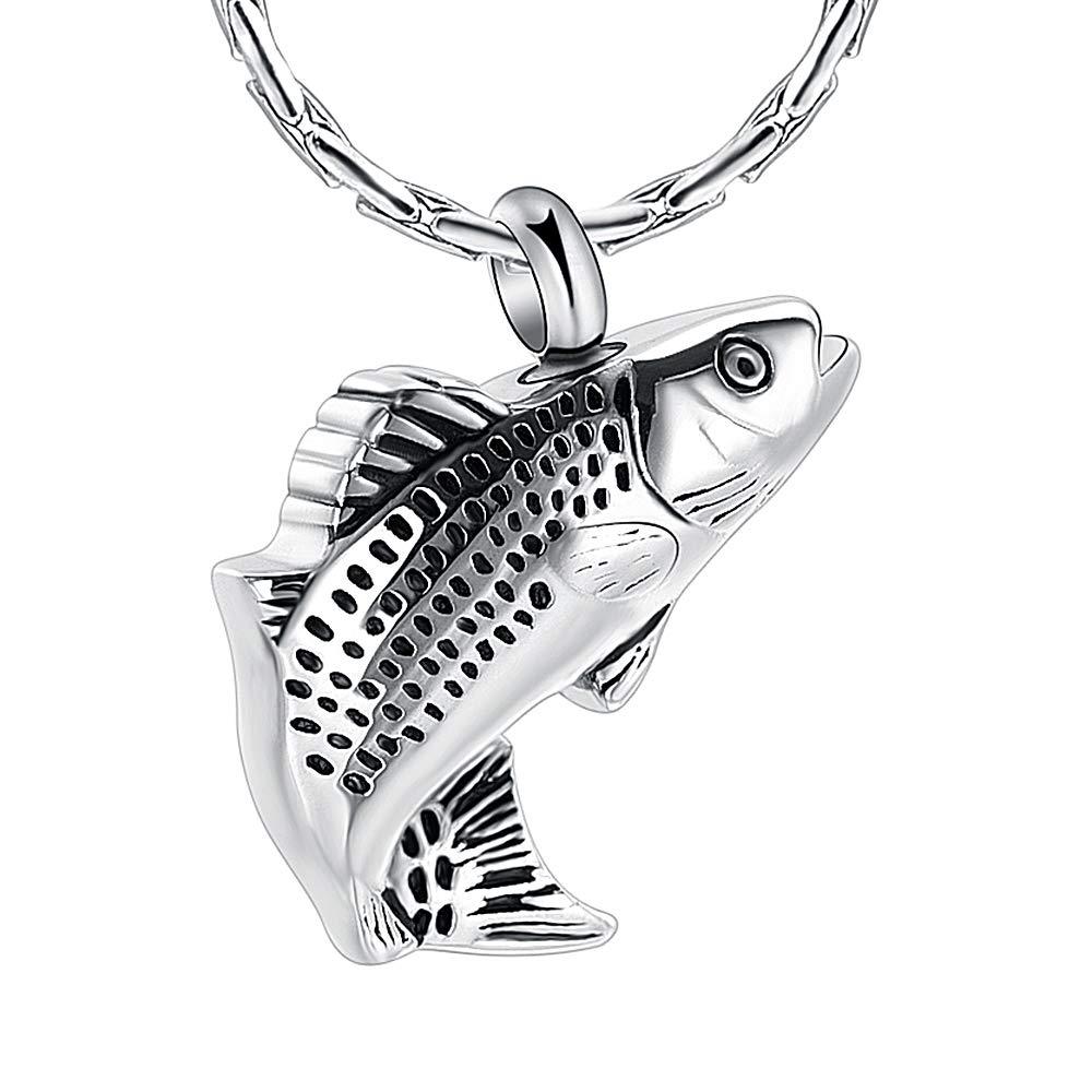 [Australia] - constanlife Cremation Jewelry for Ashes Stainless Steel Fish Shape Design Memorial Urn Necklace Keepsake Jewelry Gift Men Women Multifunction Necklace Silver 