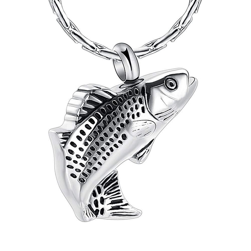 [Australia] - constanlife Cremation Jewelry for Ashes Stainless Steel Fish Shape Design Memorial Urn Necklace Keepsake Jewelry Gift Men Women Multifunction Necklace Silver 