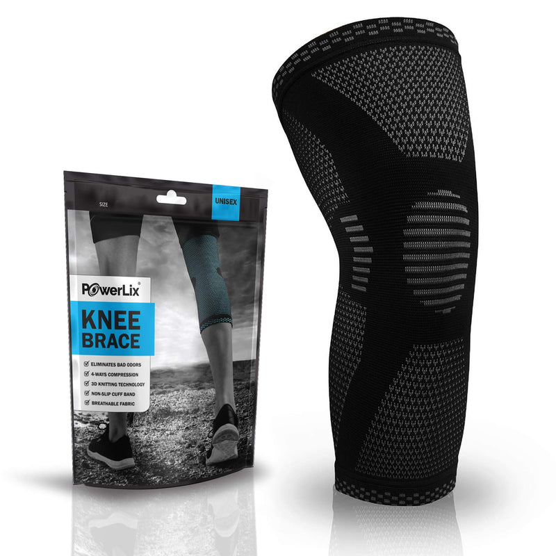 [Australia] - POWERLIX Knee Compression Sleeve - Best Knee Brace for Knee Pain for Men & Women – Knee Support for Running, Basketball, Weightlifting, Gym, Workout, Sports Black Small 