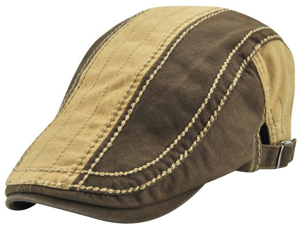 [Australia] - MINAKOLIFE Mens Vintage Washed Cotton Color MatchingFlat Cap Ivy Gatsby Newsboy Caps Khaki 