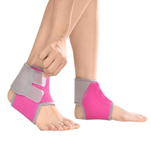 [Australia] - 2 PCS Kids Children Ankle Brace Protector Adjustable AnkleTendon Compression Brace Foot Support Stabilizer for Basketball Soccer Volleyball Football & Baseball, Rose Red, Small 