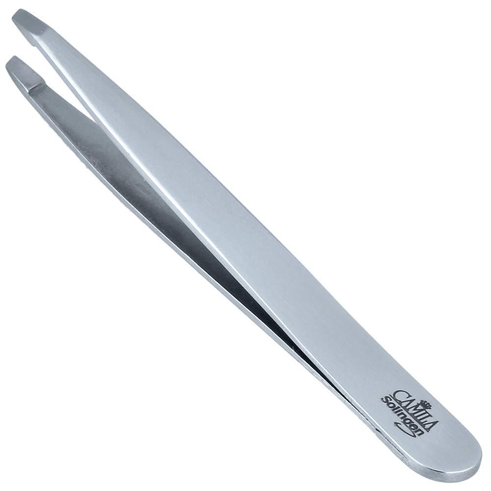 [Australia] - Camila Solingen CS25 4" Professional Surgical Grade Stainless Steel Precision Tip Eyebrow Tweezers for Facial Hair Shaping & Removal. Beauty Tool for Men/Women. Made in Solingen Germany (Slanted) Slanted 