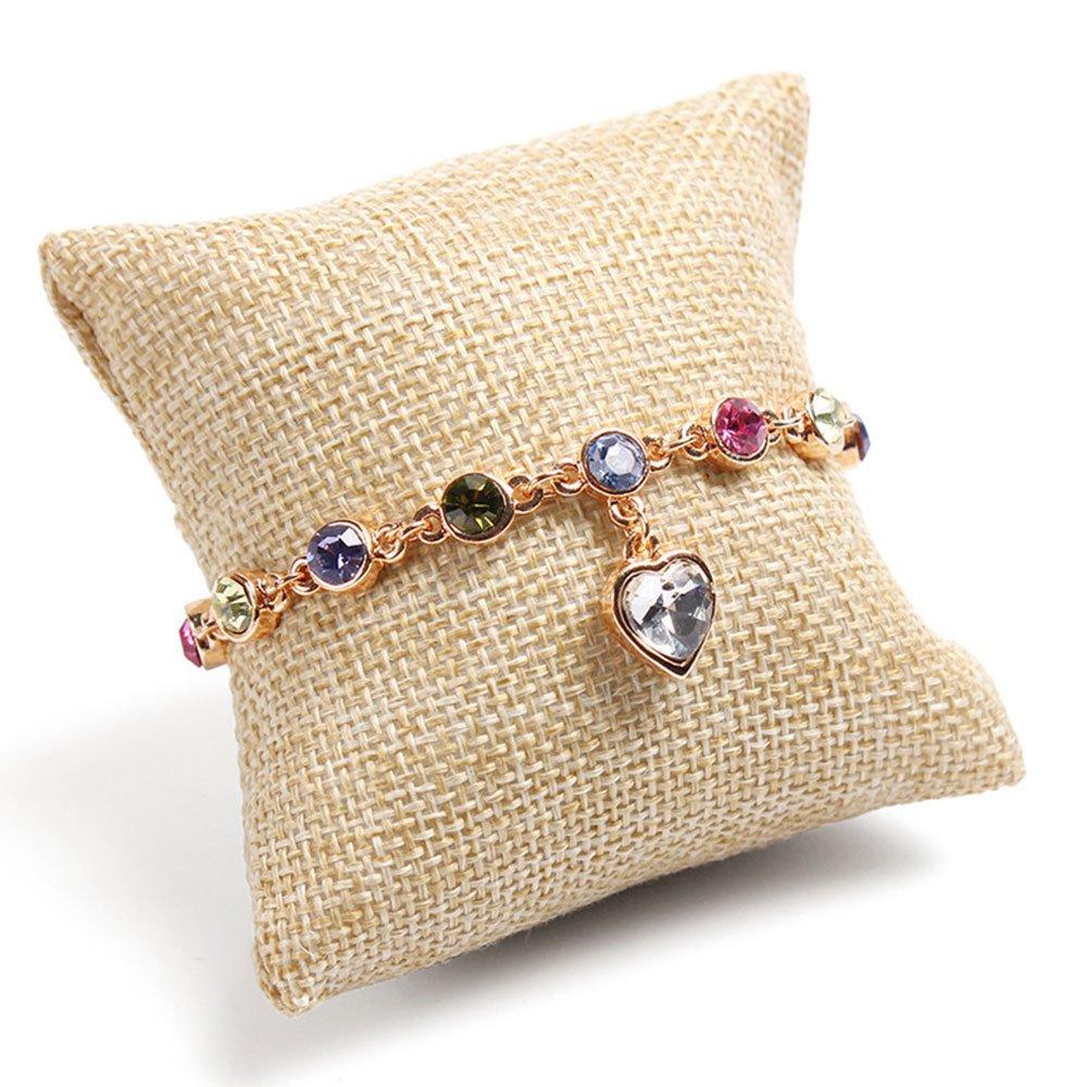 [Australia] - Daycount 10 Pcs Small Jewelry Pillow Cushion Bracelet Bangle Wrist Watch Jewelry Display Holder Showcase (Beige) Beige 