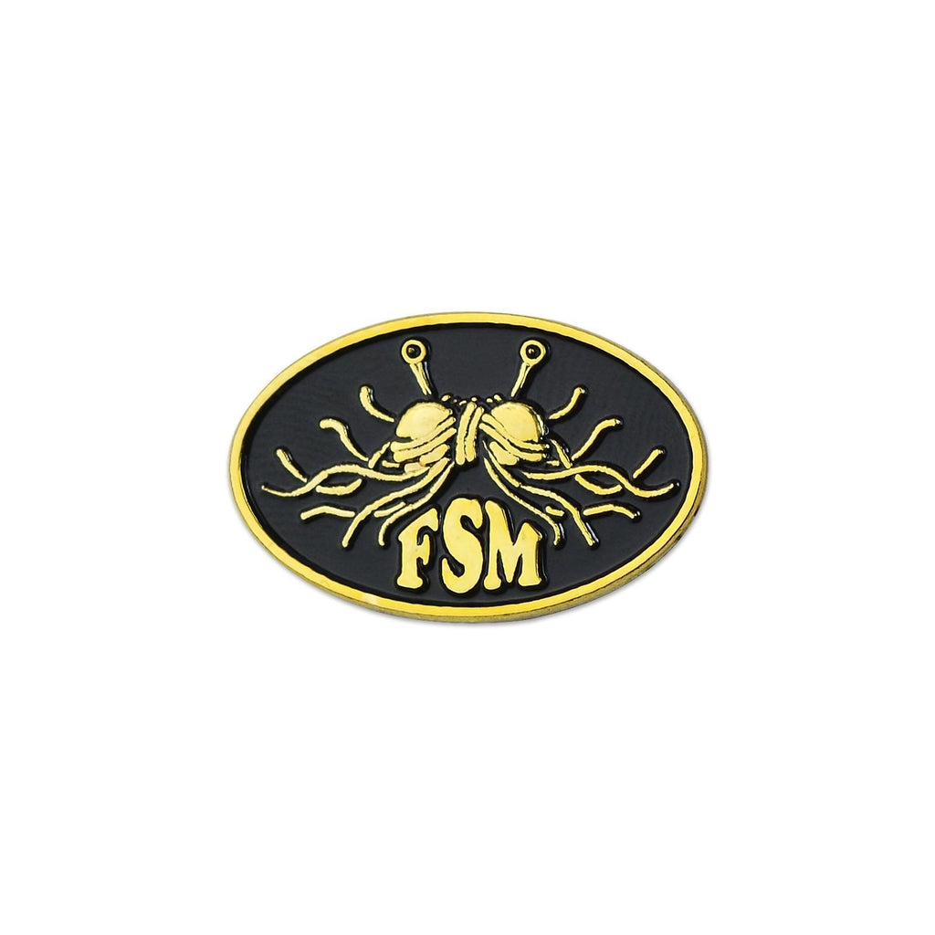 [Australia] - EvolveFISH FSM Flying Spaghetti Monster Oval Lapel Pin - [Gold][1" Wide] 