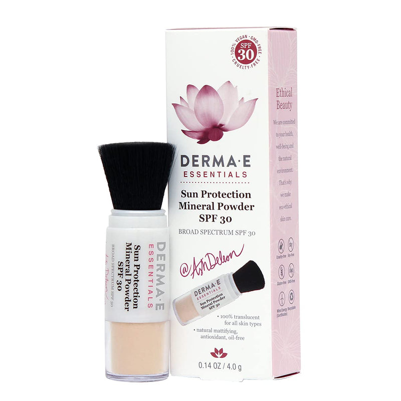 [Australia] - DERMA E Sun Protection Mineral Powder SPF 30 – All Natural Matte Face Powder Sunscreen – Non-Nano Zinc Oxide Powder Mineral Makeup with UVA/UVB Sun Protection, 0.14oz 