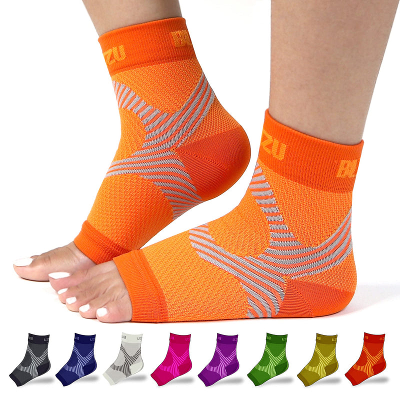 [Australia] - Planter Fasciated Socks Ankle Compression Sleeve Foot Pain Relief Heel Spur Relief Products Heel Pain Relief Orthotics for Plantar Fasciitis Foot Wraps for Pain Compression Ankle Sleeve ORANGE L/XL Large/X-Large (1 Pair) 