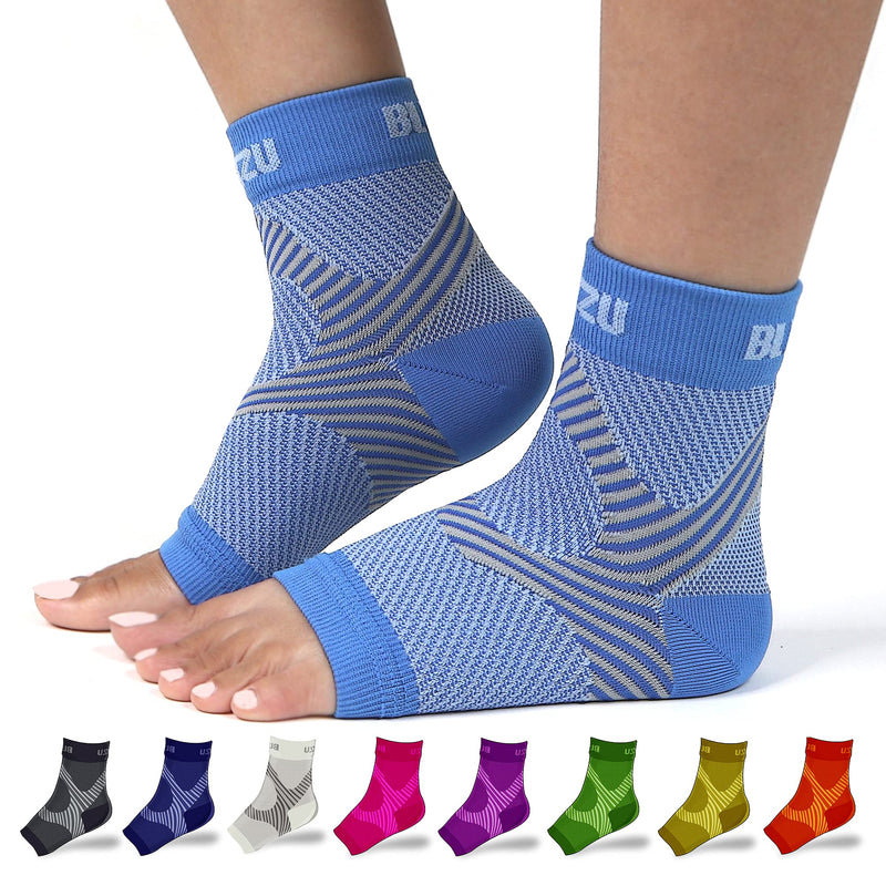 [Australia] - Plantar Fascitis Socks Compression Socks Toeless Ankle Swelling Relief Foot Sleeve Compression Support Ankle Splint for Plantar Compression Sleeve for Foot socks for Neuropathy Relief Blue L-XL Large/X-Large (1 Pair) 