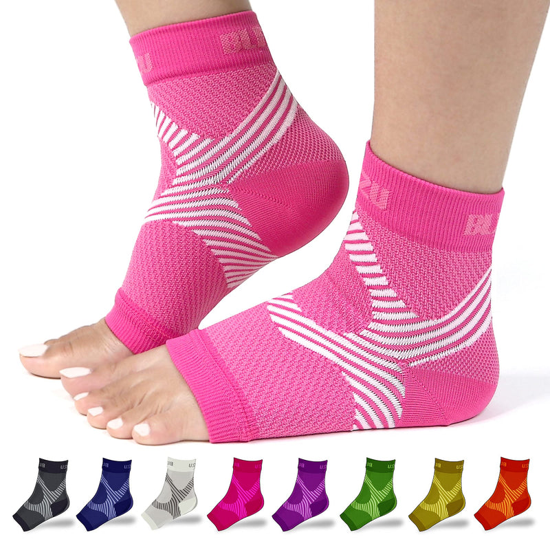 [Australia] - Foot Compression Socks Feet Pain Relief Work Accessories for Women Compression Socks Open Toe Soothe Socks for Neuropathy Compressa Socks Restless Legs Syndrome Relief Socks Pink L-XL Large/X-Large (1 Pair) 