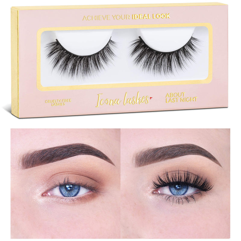 [Australia] - Icona Lashes Premium Quality False Eyelashes | About Last Night | Full & Luxurious | Natural Look and Feel | Reusable | 100% Handmade & Cruelty-Free 