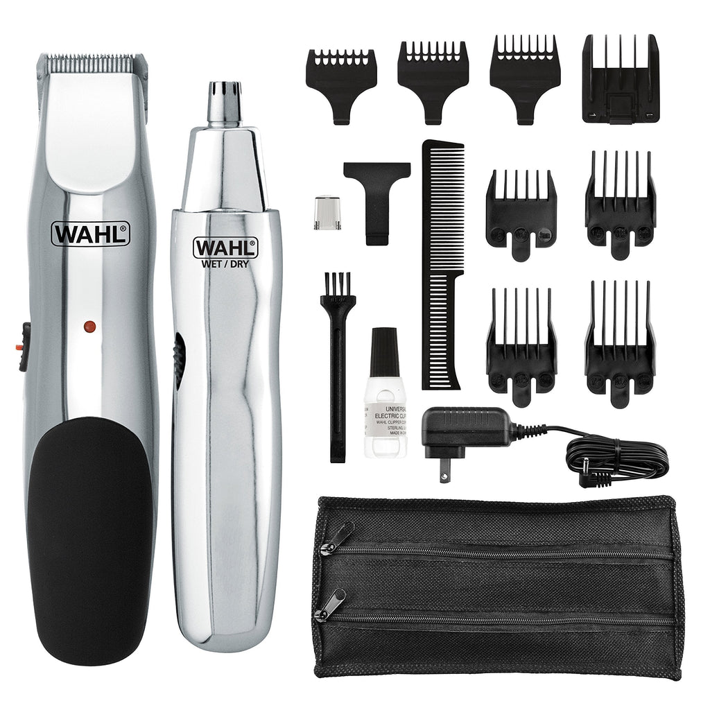 [Australia] - WAHL 5622 Groomsman Rechargeable Beard, Mustache, Hair & Nose Hair Trimmer for Detailing & Grooming, Black Rechargable Trimmer 