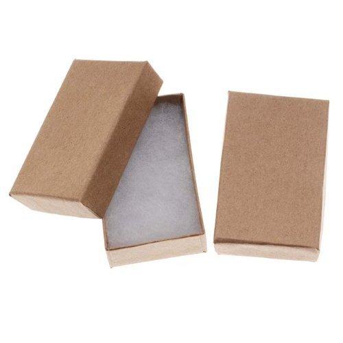 [Australia] - 50 Pack Cotton Filled Brown Kraft Jewelry Gift Boxes Jewelry Pendant Earring Necklace Bracelet Packaging 2 5/8" x 1 1/2" x 1" (67 x 40 x 25 mm) Size #21-By RJ Displays 