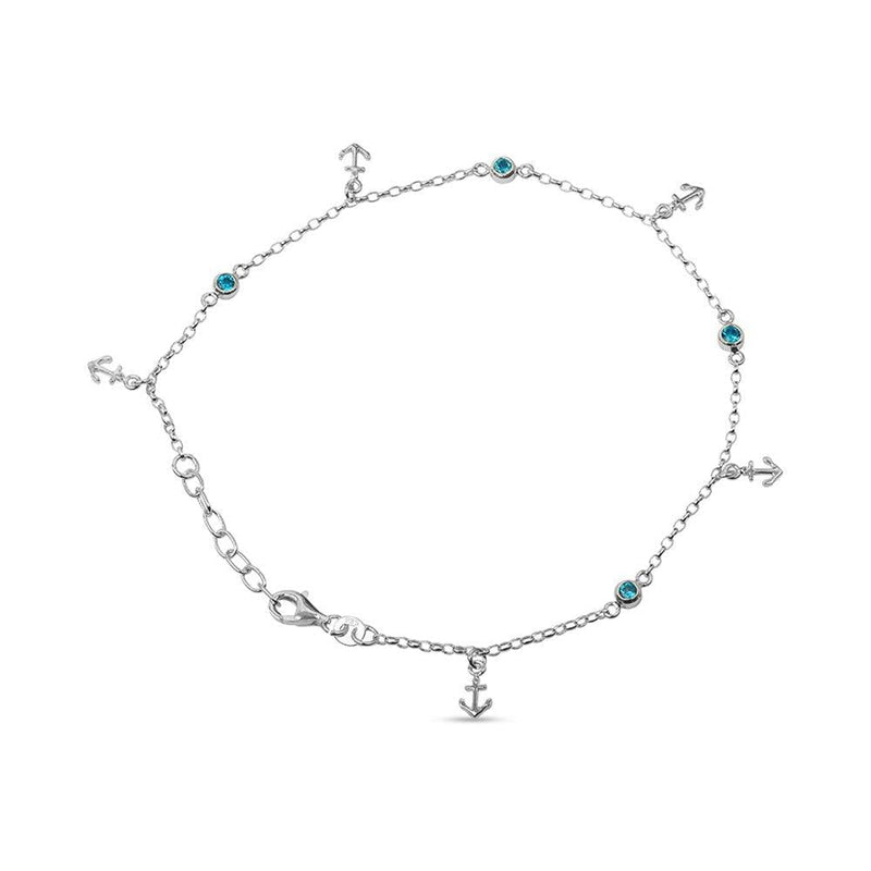 [Australia] - LeCalla Sterling Silver Jewelry Anklet for Women Teen Anchor Charm Anklet 