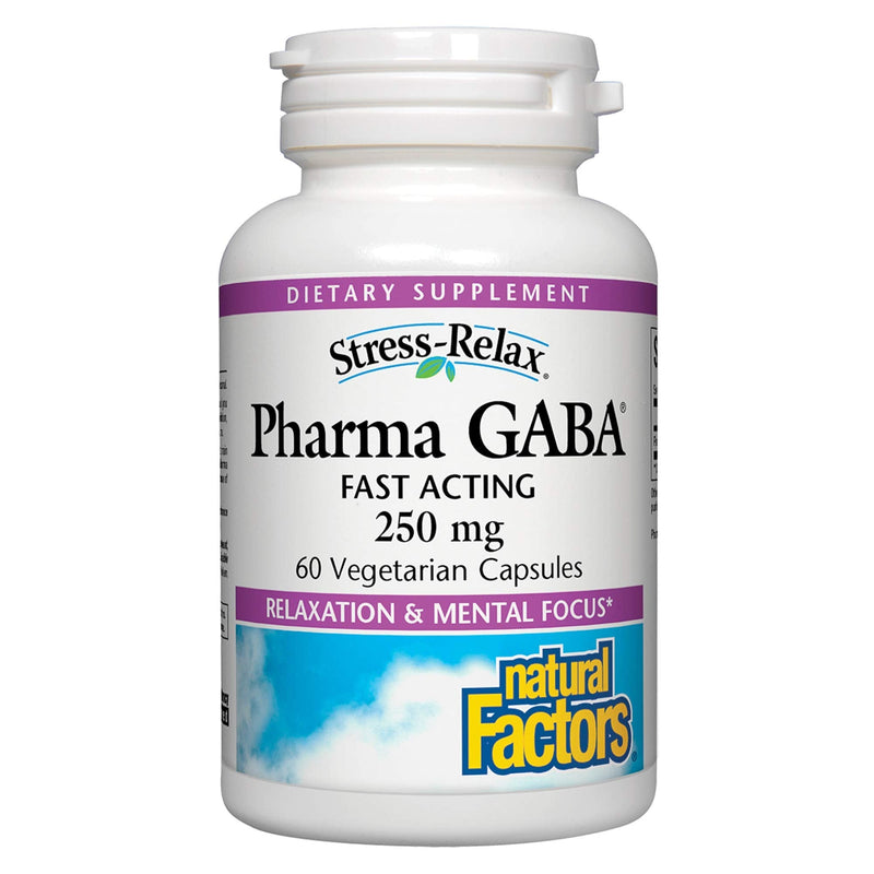 [Australia] - Stress-Relax Pharma GABA 250 mg by Natural Factors, Non-Drowsy Stress Support for Relaxation and Mental Focus, 60 Vegetarian Capsules, 60 Capsules 
