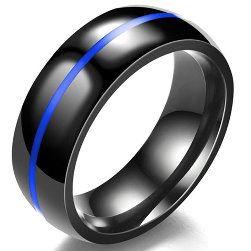 [Australia] - Jude Jewelers 8MM Classical Black Stainless Steel Ring Plain Wedding Band Black Blue 5 