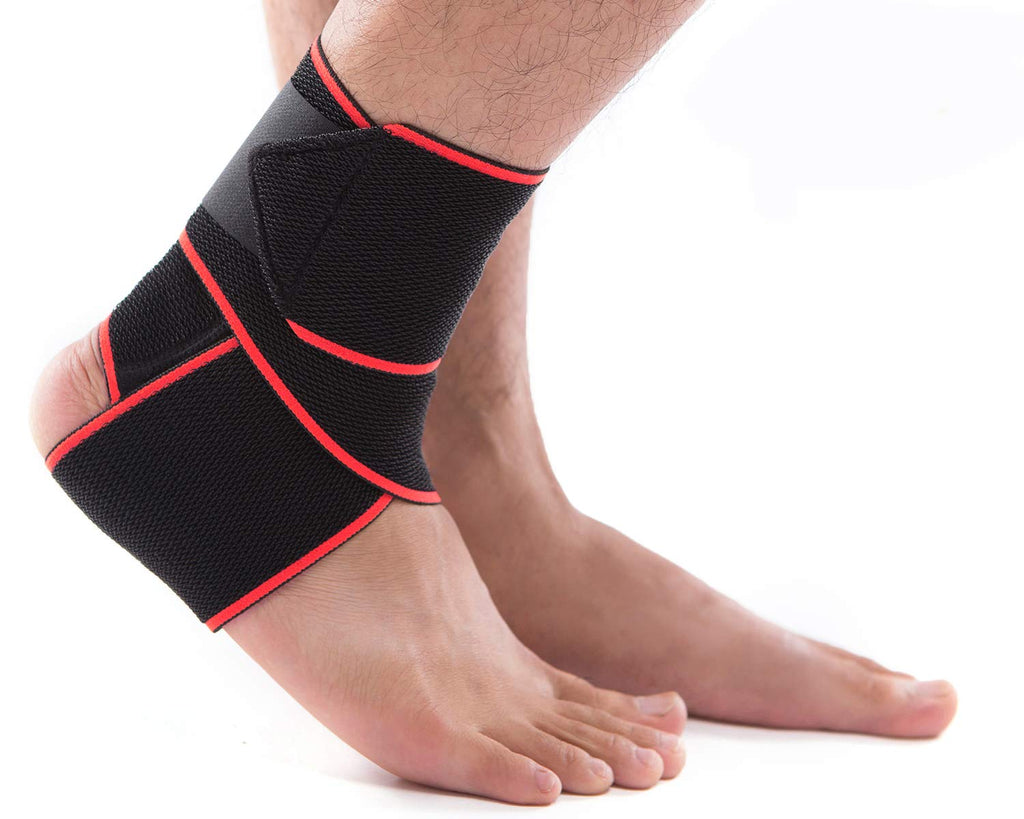 [Australia] - LOKEP Ankle Brace Breathable Ankle Support Adjustable Ankle Stabilizer with Compression Wrap Support, Suitable for Men & Women, Sports -One Size Fits All red 