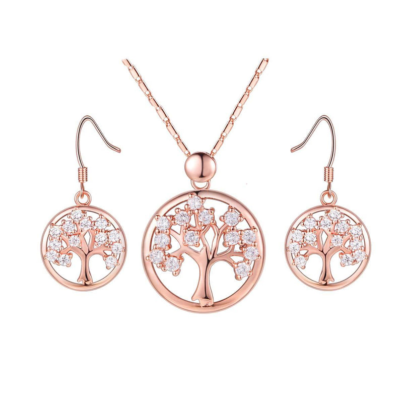 [Australia] - Tree of Life Necklace for Women - Tree of Life Earrings for Women - Silver / Gold / Rose Gold Jewelry Set for Women/ Teenagers - Symbol for Life, Positive Energy, Good Health - Mall of Style 