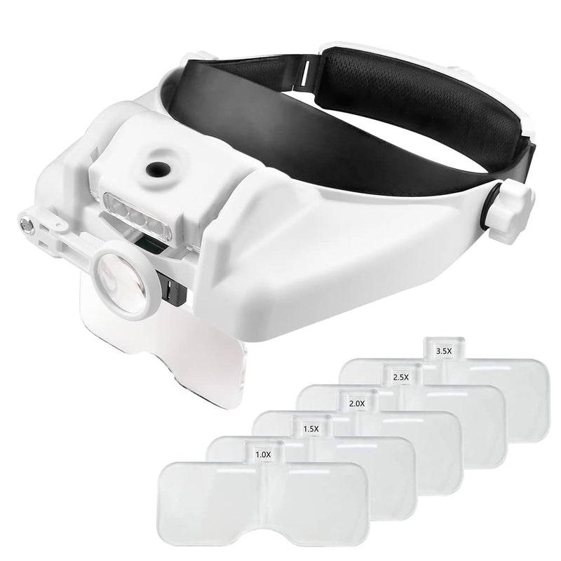 [Australia] - Head Magnifying Glasses with Light for Close Work,Headband Magnifying Glass with Light,Headband Magnifying Glass with 6 Detachable Lens Visor 