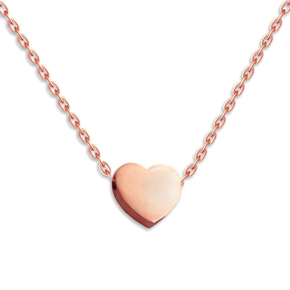 [Australia] - Stainless Steel Sliding Float Heart Shaped Charm Necklace Single Heart-Rose Gold 