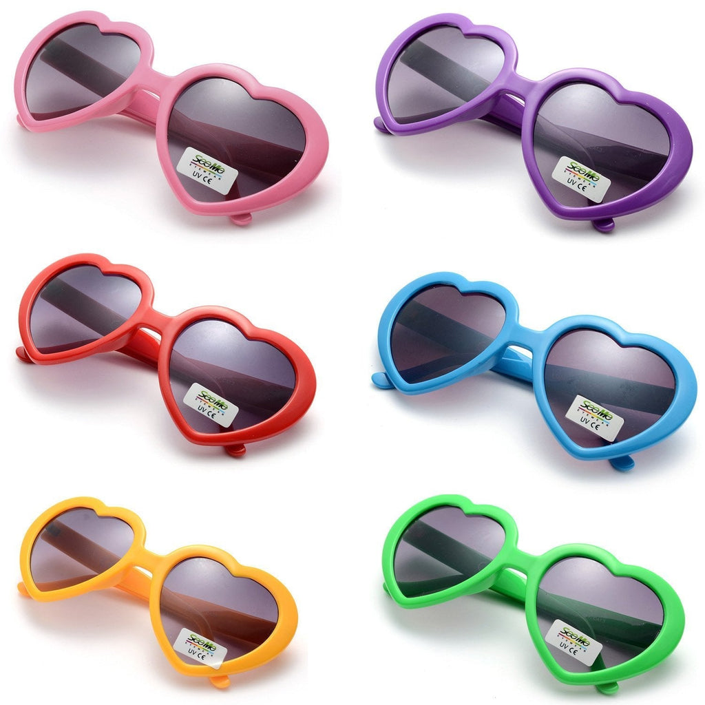 [Australia] - OAONNEA 6 Pack Neon Colors Heart Shape Sunglasses Party Favor Supplies 6 Pack Color 