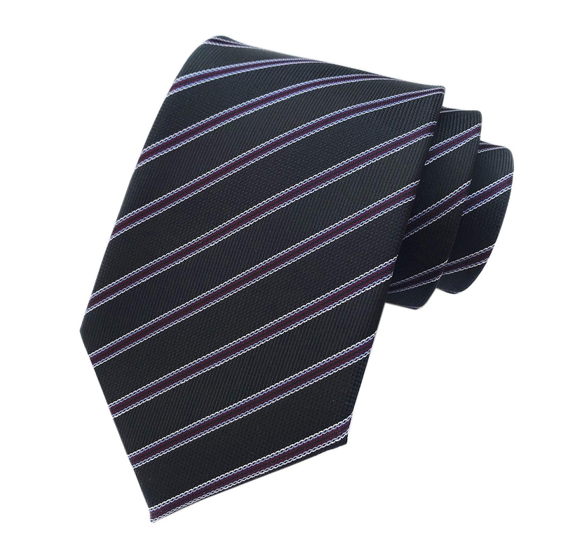 [Australia] - Elfeves Men's Modern Striped Patterned Formal Ties College Daily Woven Neckties One Size Black Red 