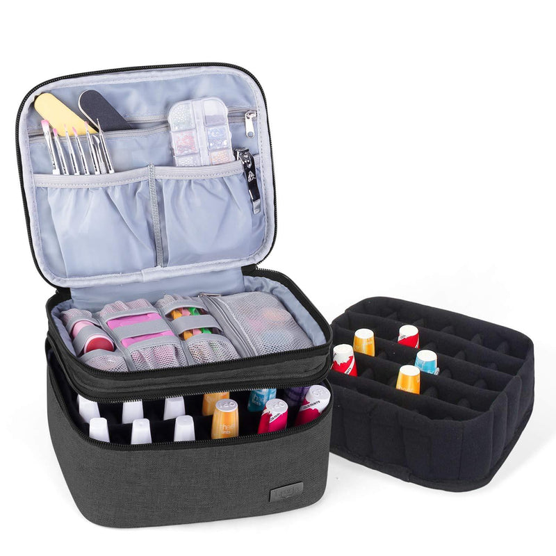 [Australia] - Luxja Nail Polish Carrying Case - Holds 20 Bottles (15ml - 0.5 fl.oz), Portable Organizer Bag for Nail Polish and Manicure Set, Black 