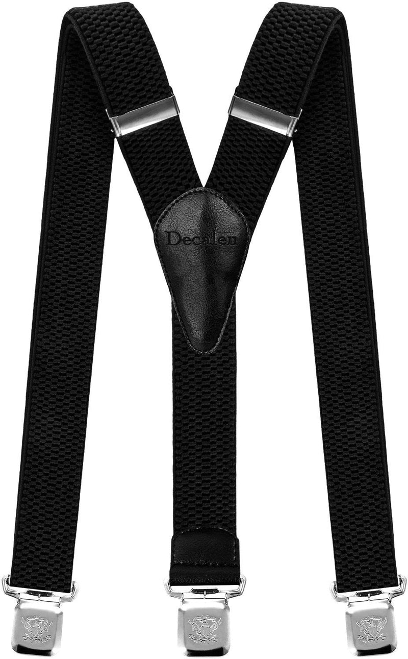 [Australia] - Mens Suspenders Very Strong Clips Heavy Duty Braces One Size Fits All Wide Y Shape Black 