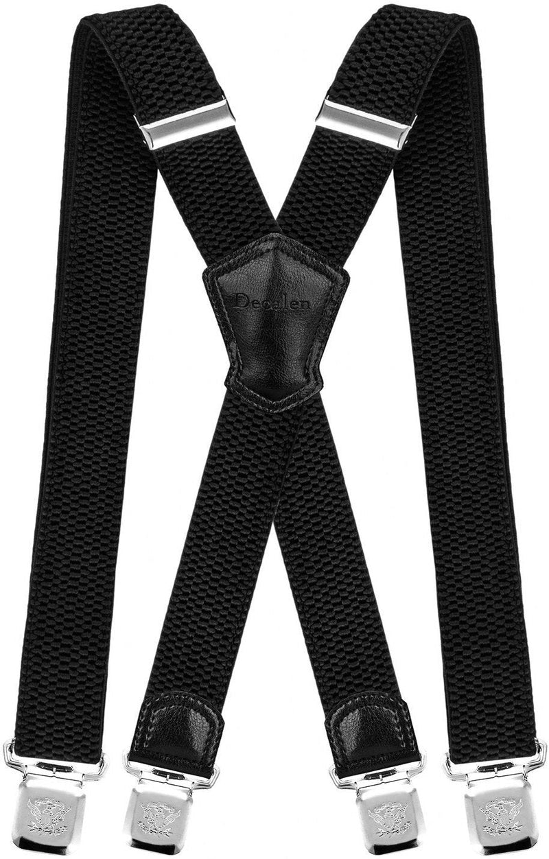 [Australia] - Decalen Mens Suspenders Very Strong Clips Heavy Duty Braces Big and Tall X Style Black 