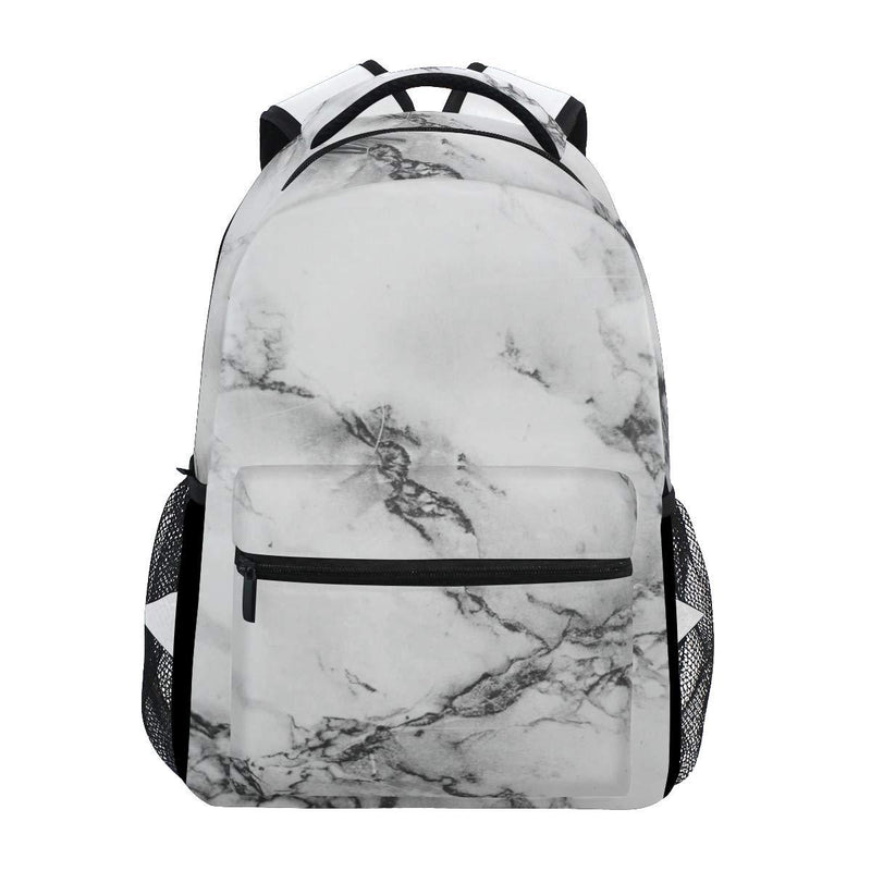 [Australia] - ZZKKO Black and White Marble Art Boys Girls School Computer Backpacks Book Bag Travel Hiking Camping Daypack Multi 7 