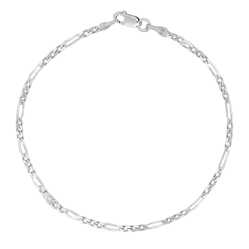 [Australia] - Ritastephens Sterling Silver or Gold Tone Italian 2.1mm Figaro Link Chain Anklet, Bracelet, or Necklace 11" Anklet (Silver) 