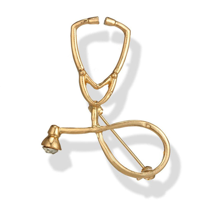 [Australia] - MINGHUA Gold Silver Stethoscope Brooch Pin for Nurse Doctor 