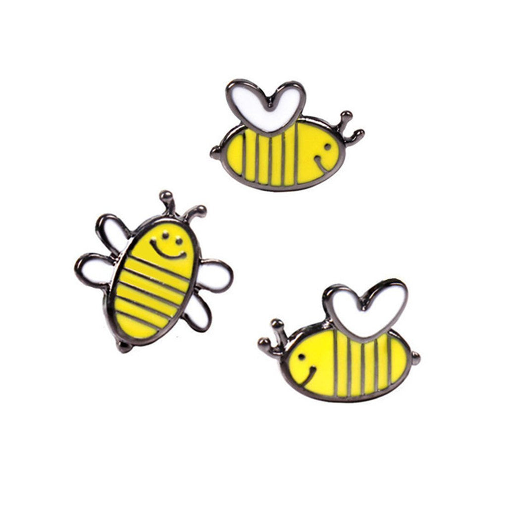 [Australia] - WINZIK Novelty Brooch Pin Set 3pcs Pretty Cute Bees Pattern Enamel-liked Lapel Pins Set Badges for Unisex Child Women Girls Clothes Bags Decor 