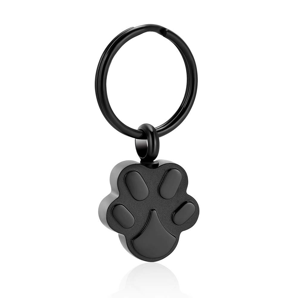 [Australia] - Cremation Ash Urn Keychain for Pet Ashes Cremation Jewelry for Human Ashes Dog Cat Cremation Keepsake Memorial Urn Keychain Ash Holder for Women Men Paw Black 