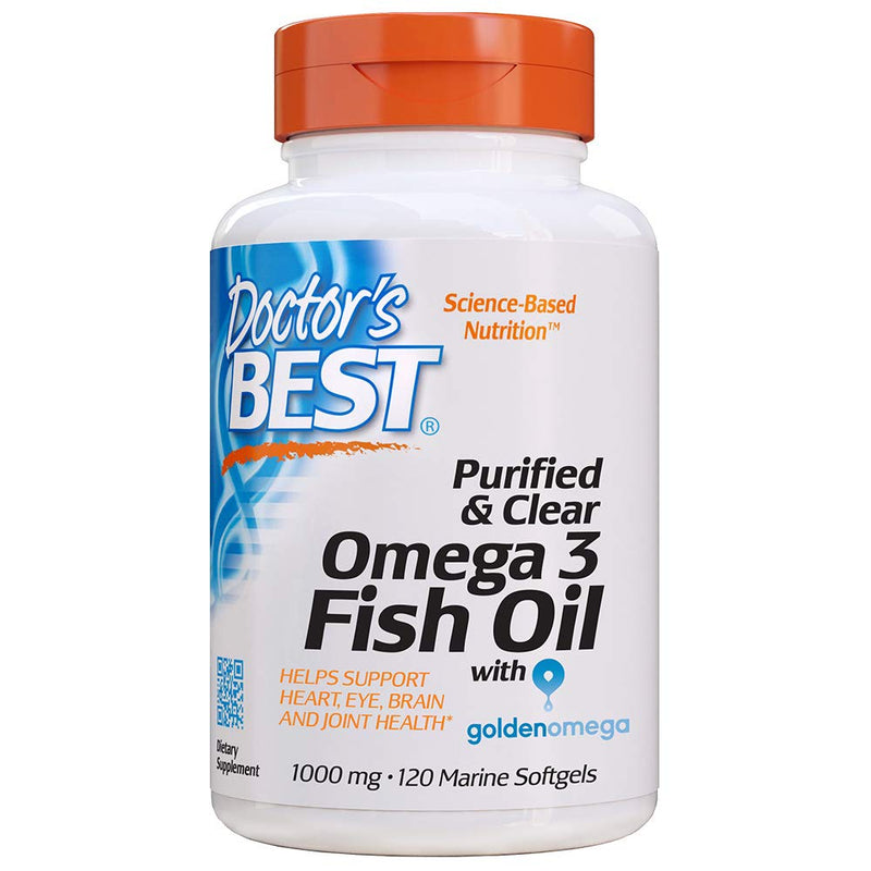 [Australia] - Doctor's Best Purified & Clear Omega 3Fish Oil, No Reflux, Supports Heart, Eyes, Brain & Joint Health, 120 Count (Pack of 1) 