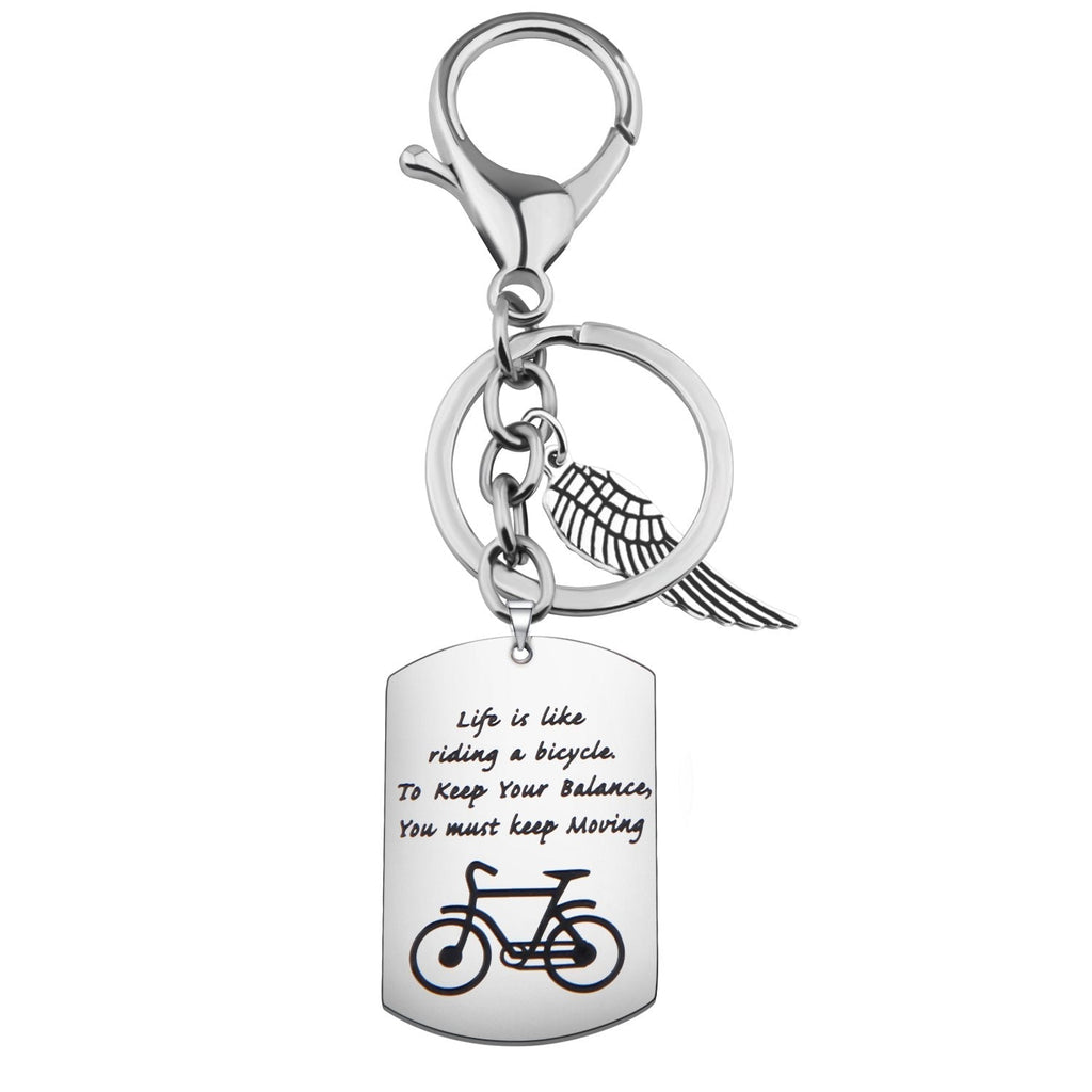 [Australia] - Gzrlyf Bike Keychain Bicycle Dog Tag Keychain Life is Like Riding A Bicycle Jewelry Cyclist Gift bicycle keychain 