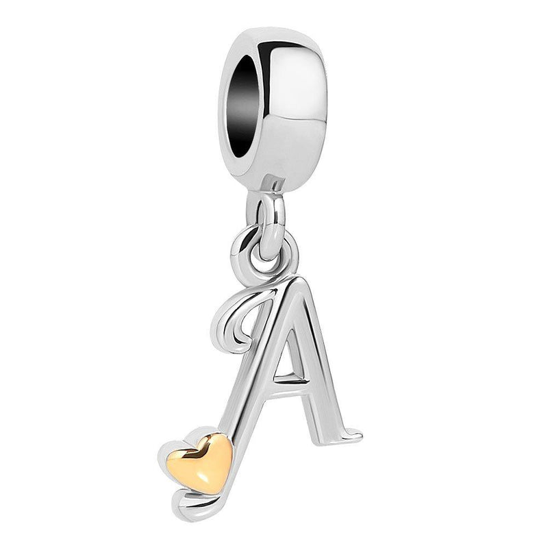 [Australia] - Charmed Craft Heart Love Alphabet A-Z Charms Letter Charms Initial Charms Birthday Beads for Bracelets 