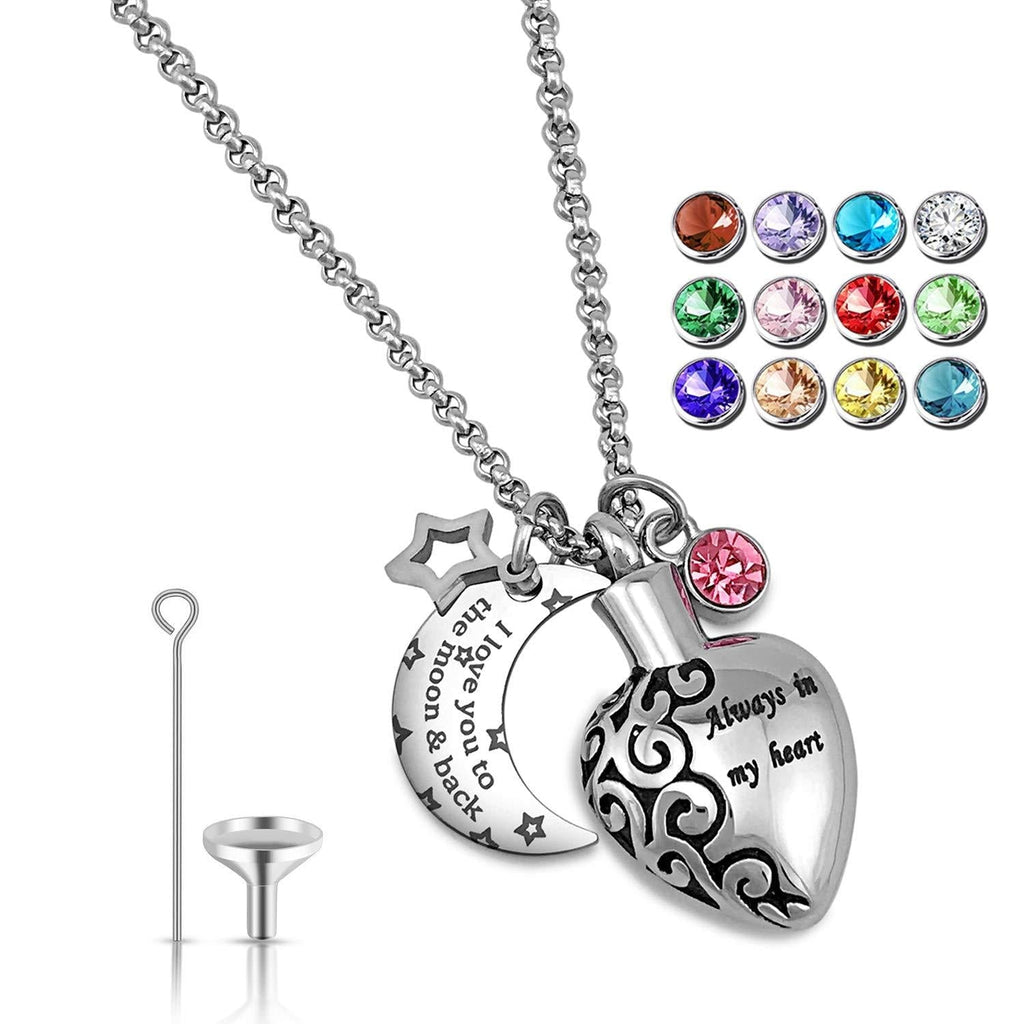 [Australia] - YOUFENG Urn Necklaces for Ashes Always in My Heart Love You to The Moon and Back 12 Birthstones Styles Necklace October Birthstone URN Necklace 