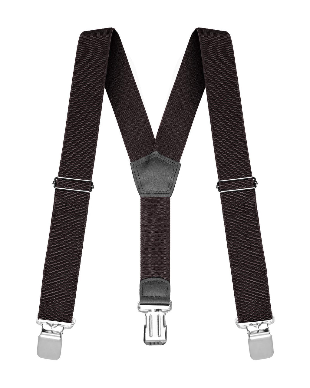 [Australia] - Buyless Fashion Heavy Duty Textured Suspenders for Men - 48" Adjustable Straps 1 1/4" - Y Shape Brown 