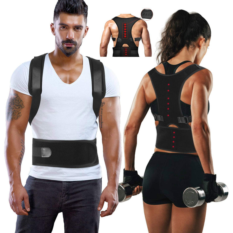 [Australia] - Magnetic Therapy Posture Support Back Brace -FDA Approved Medical Grade Adjustable Posture Corrector Brace Shoulder Back Support Belt- Relieves Neck, Back and Spine Pain (S) 