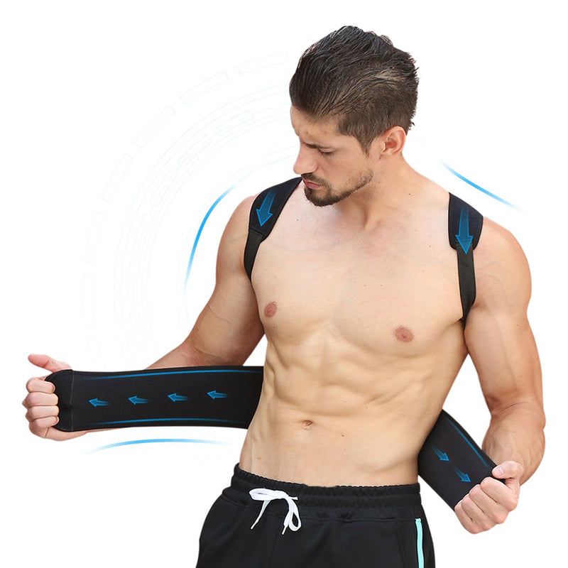 [Australia] - Magnetic Back Support for Posture Corrector with 10 Magnets and Adjustable Straps and Breathable Mesh Panels (Black, M) 